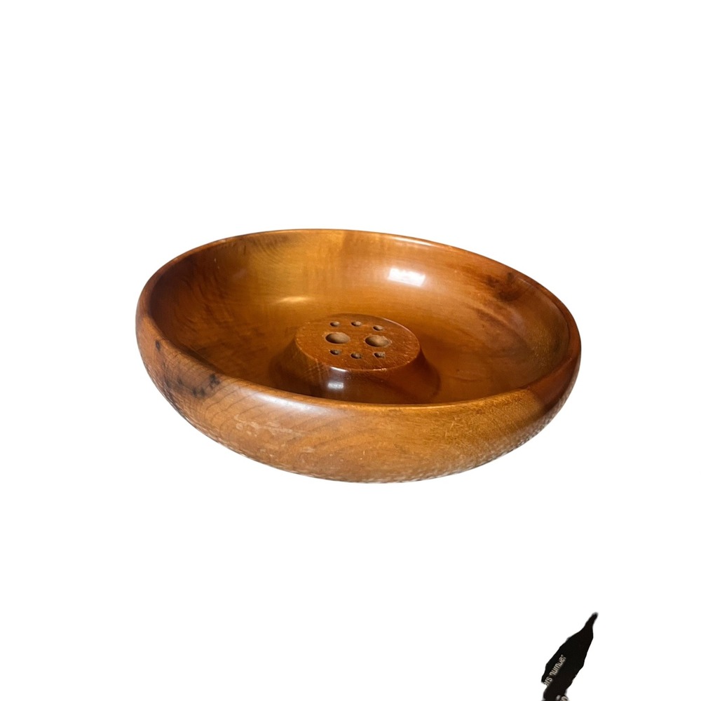 Vintage Ralph A Bailey Myrtlewood Nut Bowl with Pick Holder Oregon Wood Decor